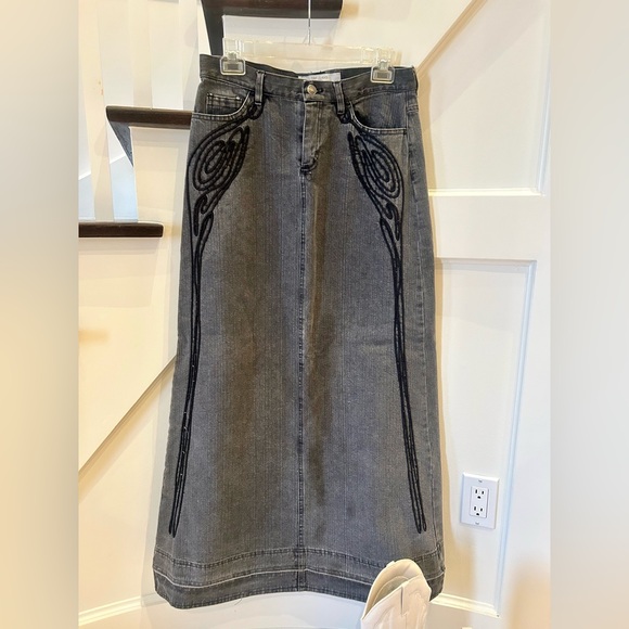 TRF Black Long Denim Skirt - Picture 4 of 8